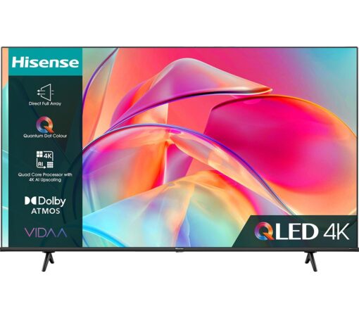 50" HISENSE 50E7KQTUK Smart 4K Ultra HD HDR QLED TV with Amazon Alexa, Black