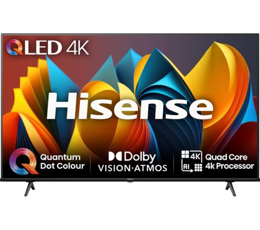 50" HISENSE 50E7NQTUK Smart 4K Ultra HD HDR QLED TV with Amazon Alexa, Black