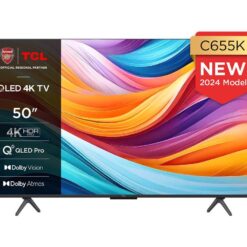 50" TCL 50C655K Smart 4K Ultra HD HDR QLED TV with Google Assistant & Amazon Alexa, Silver/Grey