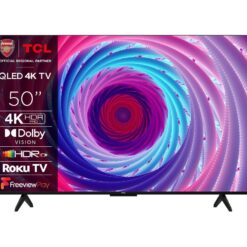 50" TCL 50RC650K Roku TV Smart 4K Ultra HD HDR QLED TV, Silver/Grey