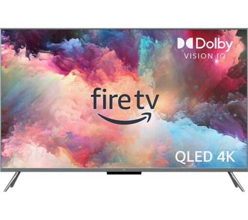 55" AMAZON Omni QLED Series Fire TV QL55F601U Smart 4K Ultra HD HDR TV with Amazon Alexa, Silver/Grey