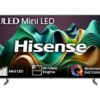 55" HISENSE 55U6NQTUK Smart 4K Ultra HD HDR Mini LED TV with Amazon Alexa, Silver/Grey