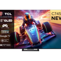 55" TCL 55C745K Smart 4K Ultra HD HDR QLED TV with Google Assistant, Black