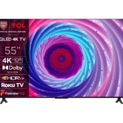 55" TCL 55RC650K Roku TV Smart 4K Ultra HD HDR QLED TV, Silver/Grey