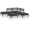 6 Piece Garden Lounge Set Solid Pinewood Black vidaXL