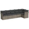 6 Piece Garden Sofa Set with Cushions Grey Poly Rattan Vidaxl Grey