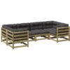 6 Piece Garden Sofa Set with Cushions Impregnated Wood Pine Vidaxl Brown