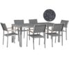 6 Seater Garden Dining Set Single Grey Granite Top Grey Chairs Grosseto