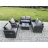 6 Seater Rattan Sofa Set Outdoor Garden Furniture Set with Square Coffee Table Loveseat Sofa Reclining Chairs Dark Grey Mixed - Fimous