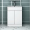 600mm Modern Bathroom Vanity Unit Basin Storage Cabinet 2 Doors Furniture-Matte White - Acezanble