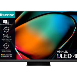 65" HISENSE 65U8KQTUK Smart 4K Ultra HD HDR Mini-LED TV with Amazon Alexa, Silver/Grey