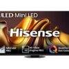 65" HISENSE 65U8NQTUK Smart 4K Ultra HD HDR Mini LED TV with Amazon Alexa, Silver/Grey