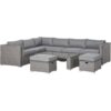 6PC pe Rattan Corner Sofa Set Outdoor Conservatory Furniture w/ Cushion - Grey - Outsunny