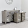 7 Drawer Mirrored Lattice Chest of Drawers & Pair of 2 Drawer Bedsides - Sabrina Silver Range