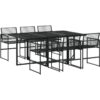 7 Piece Garden Dining Set Black Poly Rattan vidaXL