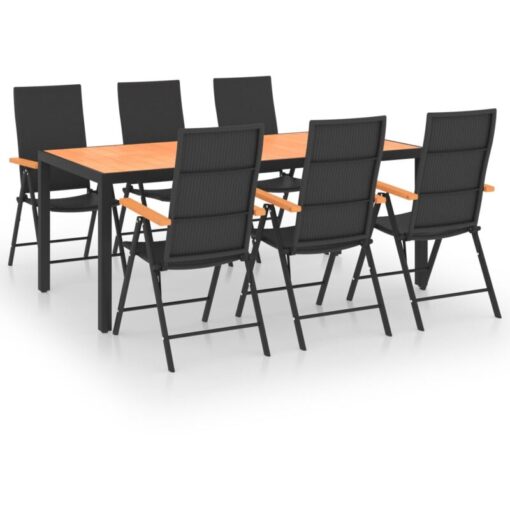 7 Piece Garden Dining Set Black and Brown Vidaxl Black