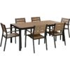 7 Piece Garden Dining Set Chairs and Table Aluminium Light Wood and Black Vernio