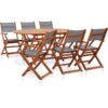 7 Piece Outdoor Dining Set Grey Solid Eucalyptus Wood and Textilene vidaXL