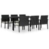 7 Piece Outdoor Dining Set Poly Rattan Black vidaXL - Black