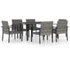 7 Piece Outdoor Dining Set Poly Rattan Grey vidaXL - Grey