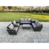 7 Seater Rattan Wicker Garden Furniture Patio Conservatory Sofa Set with Rectangular Coffee Table 3 Seater Sofa Love Sofa Side Table - Fimous