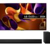 77" LG OLED77G45LW Smart 4K Ultra HD HDR OLED TV with Wall Mount & USG10TY 3.1 Wireless Sound Bar with Dolby Atmos Bundle, Silver/Grey