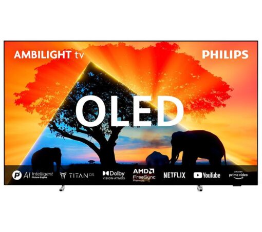 77" PHILIPS Ambilight 77OLED759/12 Smart 4K Ultra HD HDR OLED TV, Silver/Grey,Black