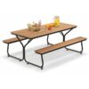 8-Person Picnic Table Bench Set Outdoor Garden Camping Furniture W/Umbrella Hole