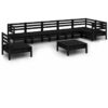 8 Piece Garden Lounge Set Solid Pinewood Black Vidaxl Black