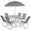 8 Piece Outdoor Dining Set Steel and Textilene Grey vidaXL - Grey