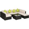 8 Pieces Patio Rattan Sofa Set Garden Furniture Set for Outdoor Brown - Brown - Outsunny