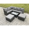 8 Seater Rattan Lounge Corner Sofa Set Wicker pe Outdoor Garden Furniture Set with Coffee Table 2 Big Fotstools Dark Grey Mixed - Fimous