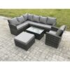 8 Seater Rattan Lounge Corner Sofa Set Wicker pe Outdoor Garden Furniture Set with Coffee Table Big Footstool Armchair Dark Grey Mixed - Fimous