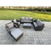 8 Seater Rattan Wicker Garden Furniture Patio Conservatory Sofa Set with Rectangular Coffee Table 3 Seater Sofa Love Sofa Big Footstool - Fimous