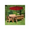 8 Seater Wooden Rectangular Table & Chairs Benches Parasol Red - Charles Taylor