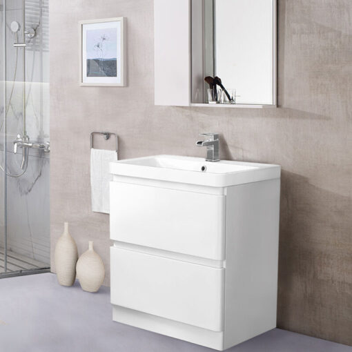 800mm Floor Standing Bathroom Vanity Unit Basin Sink Cabinet Furniture Gloss White