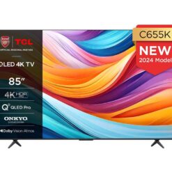 85" TCL 85C655K Smart 4K Ultra HD HDR QLED TV with Google Assistant & Amazon Alexa, Silver/Grey