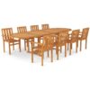 9 Piece Garden Dining Set Solid Teak Wood Vidaxl Brown