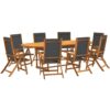 9 Piece Garden Dining Set Solid Wood Acacia and Textilene Vidaxl Brown