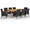 9 Piece Garden Dining Set with Cushions Black Vidaxl Black