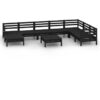 9 Piece Garden Lounge Set Solid Wood Pine Black Vidaxl Black