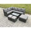 9 Seater Rattan Lounge Corner Sofa Set Wicker pe Outdoor Garden Furniture Set with Coffee Table 3 Footstools Dark Grey Mixed - Fimous