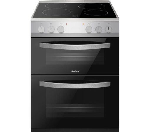 AMICA AFC602SS 60 cm Electric Ceramic Cooker - Black & Stainless Steel, Stainless Steel