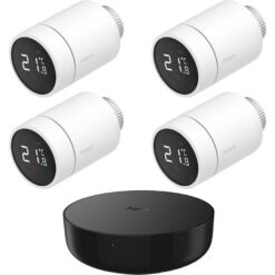 AQARA Wireless E1 Smart Radiator Thermostat Starter Kit - Pack of 4, Black,White