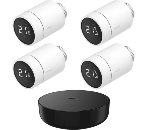 AQARA Wireless E1 Smart Radiator Thermostat Starter Kit - Pack of 4, Black,White