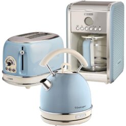 ARIETE Vintage ARPK15 Toaster, Kettle & Coffee Machine Bundle - Blue