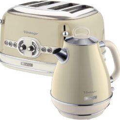 ARIETE Vintage ARPK19 4-Slice Toaster & Jug Kettle Bundle - Beige