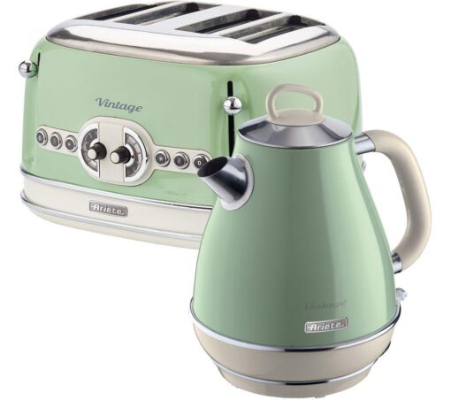 ARIETE Vintage ARPK20 4-Slice Toaster & Jug Kettle Bundle - Green