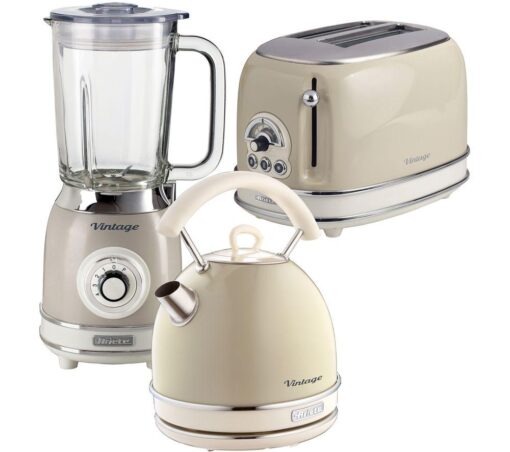 ARIETE Vintage ARPK25 2-Slice Toaster, Traditional Kettle & Blender Bundle - Beige