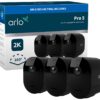 ARLO Pro 5 2K 1520p WiFi Security Camera System - 3 Cameras, Black, Black